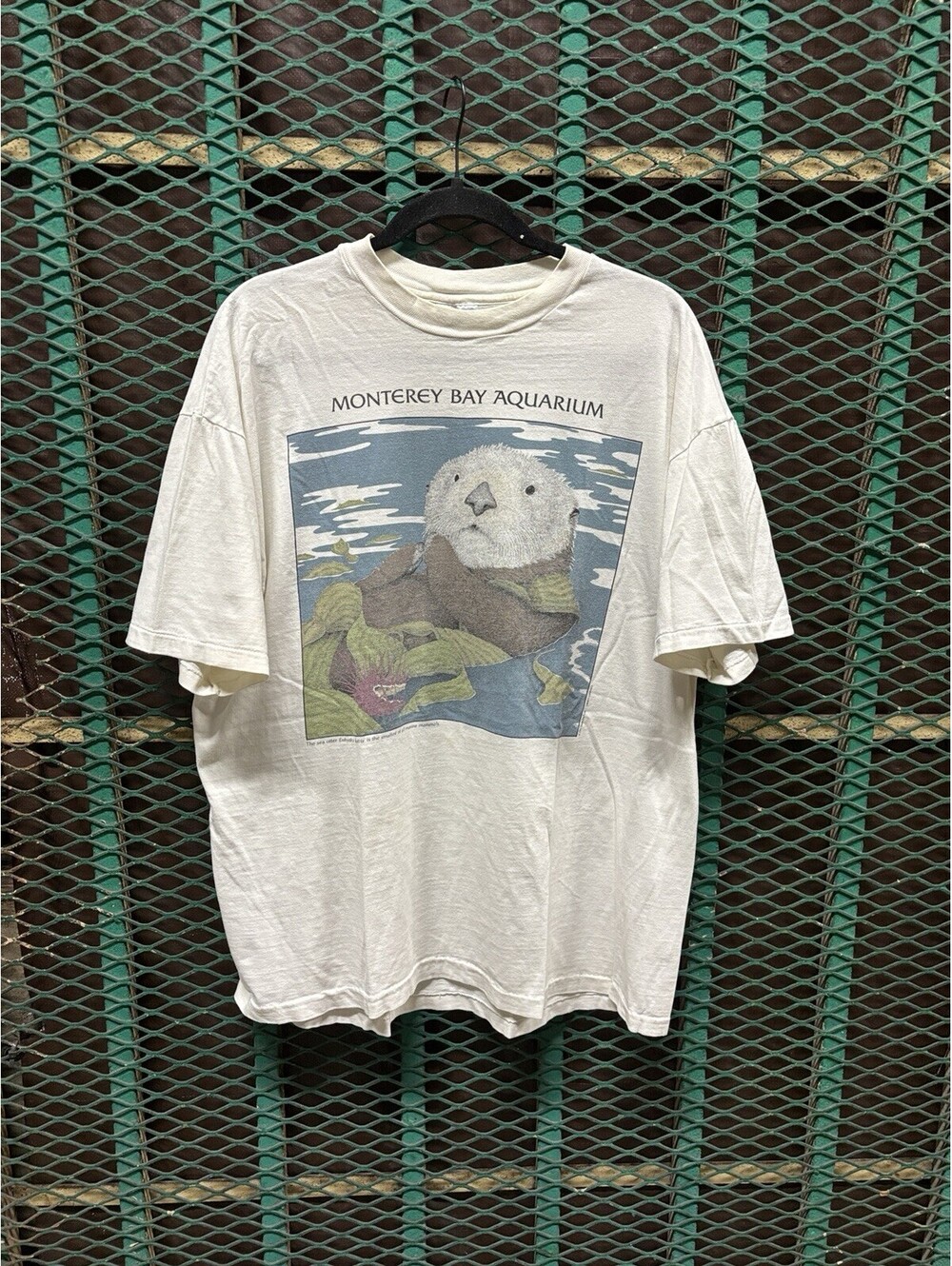 Vintage Monterey Bay Aquarium Sea Otter Gray Single Stitch T-Shirt Mens XL